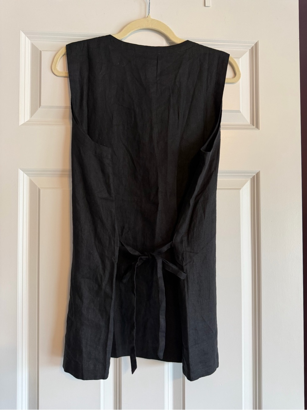 Eileen Fisher Black Organic Linen Long Vest - Picture 3 of 6